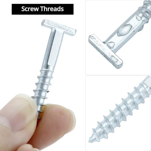 Image of QWORK T-Screw Security Hangers, 100 Pcs T Head Security Screws & 3 Pcs T Screw Wrenches - Secure Picture Frames, Lock Artwork