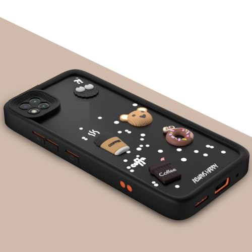 Image of Bintage Cute Fun Ball | Taddy Cartoon 3D Smiley Coffee Cup | Milk Donut | Full Protection Rubber Back Cover Compatible for Itel S665L / Itel S23 - Black
