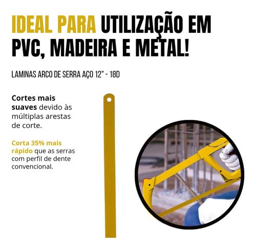 10 Unidades de Laminas Para Arco De Serra Aço 12