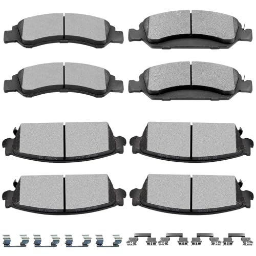 Image of SCITOO D1363 D1194 Front and Rear Semi-Metal Disc Brake Pad Set 8PCS | Fit For Cadillac For Escalade,For Chevrolet For Avalanche,For Silverado 1500,For GMC For Sierra 1500,For Yukon; w /Hardware