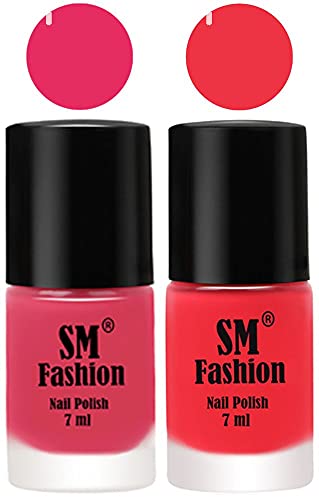 Image of Long Lasting Nail Polish | Nail Paint Combo 7 ml Each) - Set of 2 Dark Rose Pink-Rose Pink