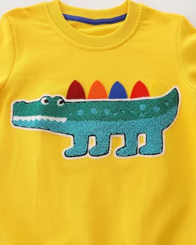 Meufam Toddler Boy Girls Underlay Crocodile Embroidery Sweater Round Neck Long Sleeve Pullover to3