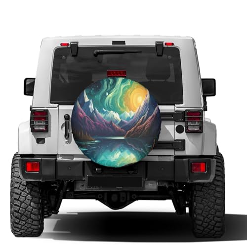 Image of Delerain Mountain Landscape Lake Spare Tire Cover Wheel Protectors Sun Protector Waterproof for Trailer RV SUV Truck and Many Vehicle(16 Inch for Diameter 29 inch-31 inch)