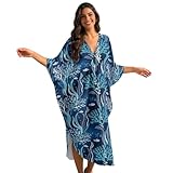 Soft Fabric: Our kaftan cover up is crafted from polyester, a soft and breathable fabric; The lightweight material keeps you cool for beach, pool and vacation wear Craft & Design: Featuring a classic V-neck and wide batwing sleeves, this caftan dress...