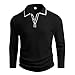 Xiaojmake Men's Knit Polo Sweater Casual Long Sleeve Textured Polo Sweater Lightweight Button Down Striped Knit Golf Sweater Black
