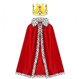 Proumhang Kids King Cape,Kids Prince Cloak with Crown,Queen Royal Robe for Boys Girls,Coronation Cloak,80cm,Red with Crown