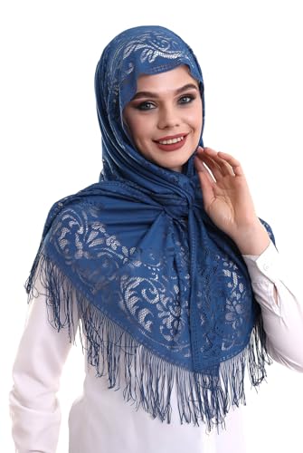 ihvan online Shawl for Women, Soft Tulle Head Scarves Hijab, Head Covering Chapel Veil Lace Shawl for Wedding Bridesmaids