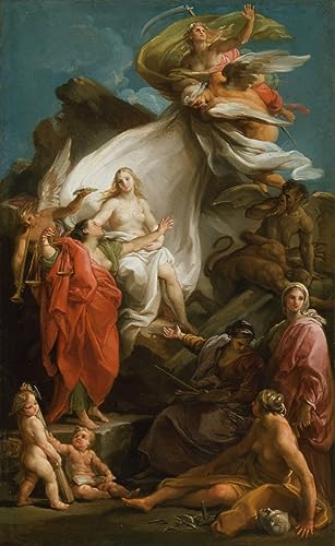 PSVDCTOO Famosa Cuadro en Lienzo Impresión Imagen El tiempo revelando la verdad de Pompeo Girolamo Batoni para Oficina Decorativos 60x90cm
