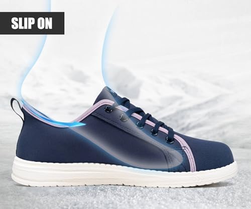 Image of LARNMERN Slip On Steel Toe Shoes Women Work Walking Sneakers Skate Hands Free Safety Tennis Shoes