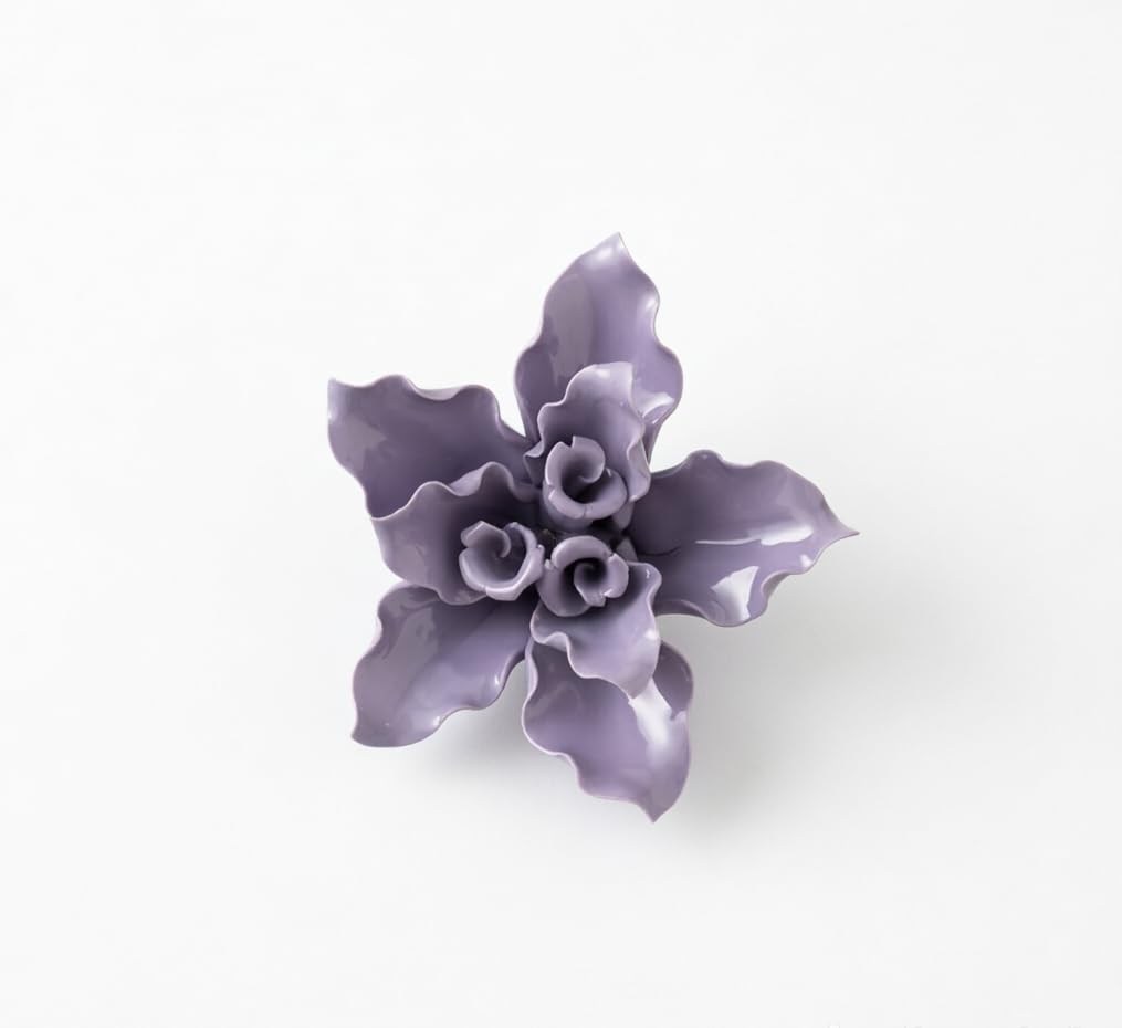 AMERRY Purple,Arctotis, 2.76",Ceramic Flowers Wall Art,3D Artificial Flower Wall Art Décor ，Handmade Wall Art Hanging Sculpture， Porcelain Flower Wall Décor for Home，Hallway