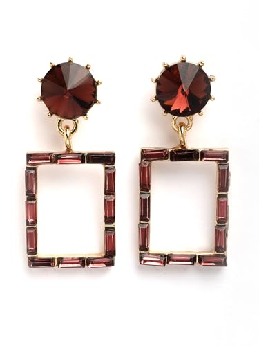 Image of KARATCART Gold-Plated Contemporary Brown Drop Earrings for Women (33038548)
