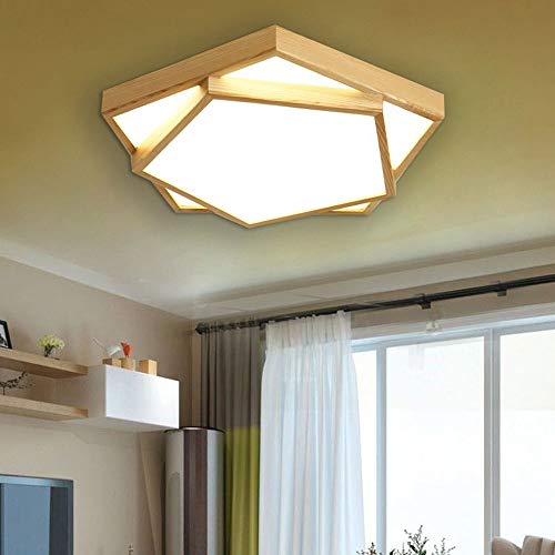 Lustre LED scandinave en bois double couche à intensité réglable - 5