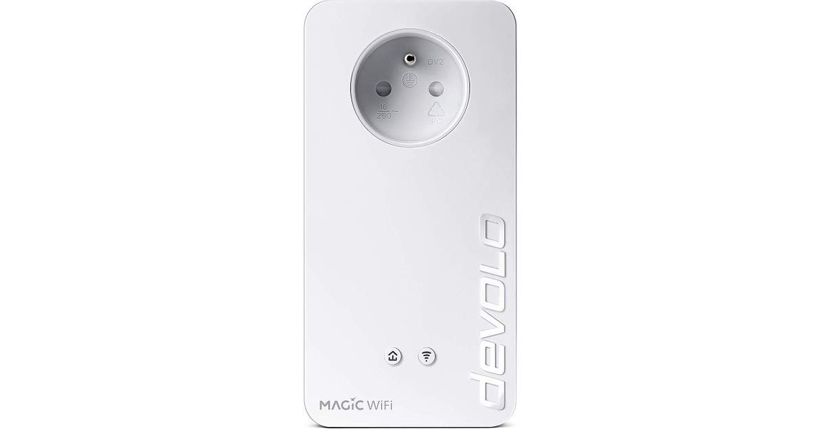 Devolo Magic 1 LAN 1-1-1 Adattatore CPL ultra-puissant fino a 1200 Mbits/S, con presa di corrente integrata, Bianco (versione francese)