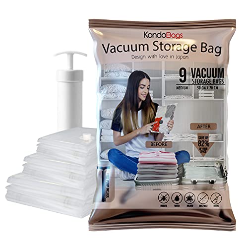 KONDO BAGS Bag Vacuum Storage for Clothes I Sealed Ziplock Traveling Packing Vaccum Travel by Bags, Medium