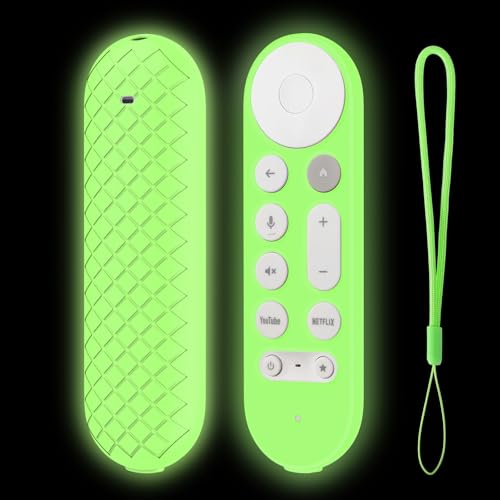 LEFXMOPHY Glow Cover for Google TV Streamer 4K Remote 2024 Voice Remote Green Silicone Case Protector