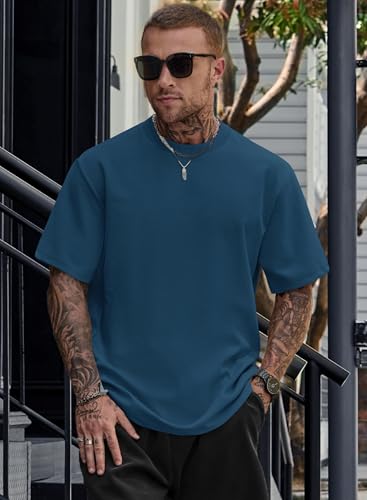 Image of Herberton Mens Oversized T-Shirts Heavyweight Cotton Stretch Fashion Thick Tee Tops (S-3XL)