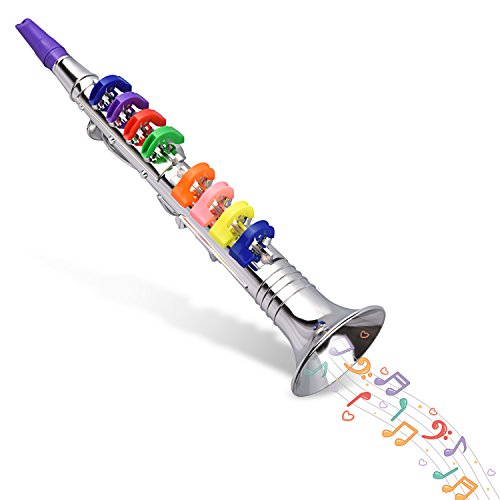 Abco Tech Children’s Clarinet for Beginners – Toy Musical Instrument for Kids with 8 Color Coded Keys – Lead Free and BPA Free