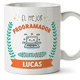 MUGFFINS Tazas Personalizadas para PROGRAMADOR hombre - En Español - Mejor del mundo - Con dibujo - 11 oz / 330 ml - Regalo Personalizable original y divertido