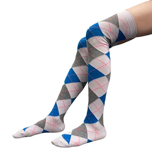 Image of COUVER Women's Thigh High /Over Knee Fashion Argyle Socks, Medium, 1 Pair