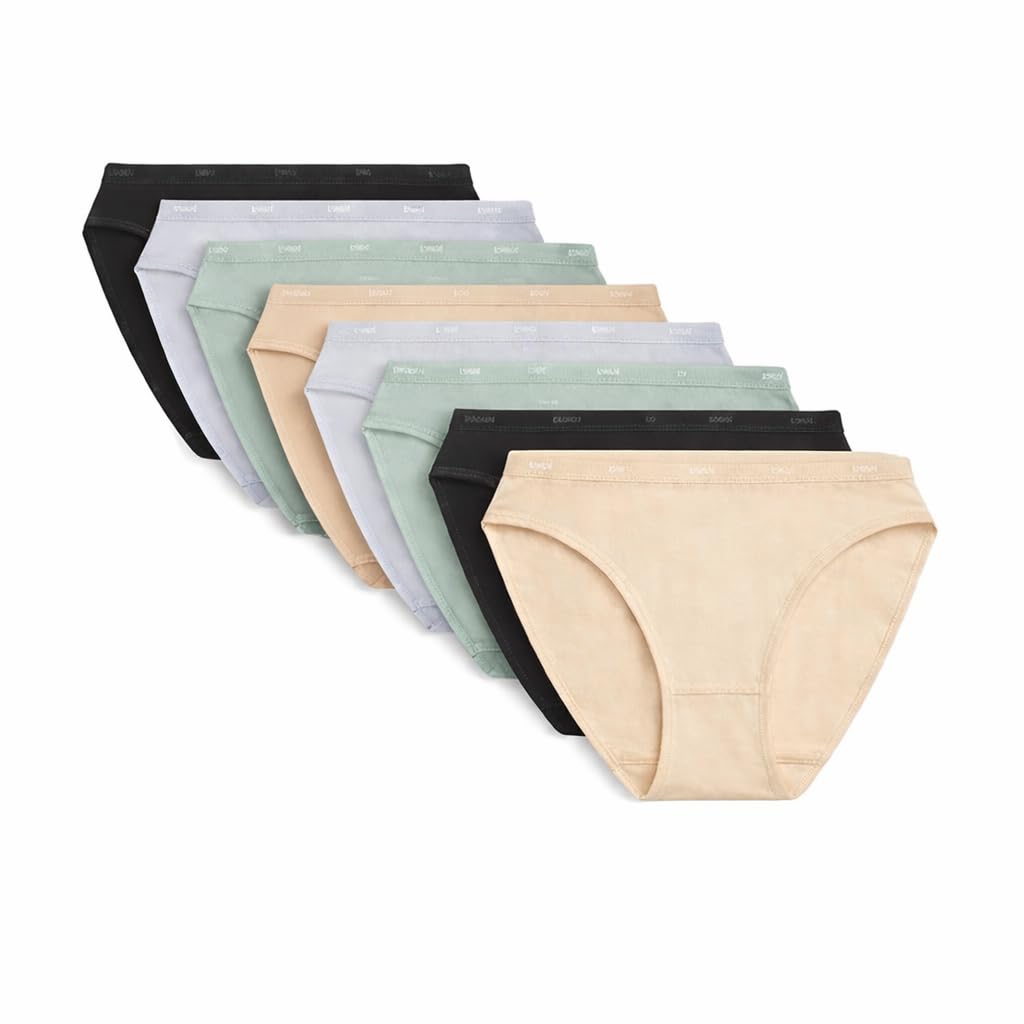 DIM Culottes Femme Lot de 8 | Les Pockets Ecodim Coton | Douceur & Confort | Ceinture Invisible | Multicolores | Style Classique