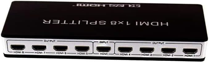 SETPOT Ultra HD 4K at 60hz 1 X 8 HDMI Splitter 1 in 8 Out: 8-Bit ,HDMI 2.0, HDCP 2.2, 18 Gbps, Duplicate Mirror Screens, Audio Video Distributor Box, Compatible for HDTV, STB, DVD, PS3 Projector, Etc