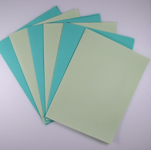 Image of KCS 6 pc of 12 inch x 18 inch(30cmx45cm) 14CT Counted Cotton Aida Cloth Cross Stitch Fabric (Light Green+Sea Green)