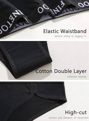Image of FINETOO Cotton Underwear for Women Cheeky Panties Sexy Hipster Bikini Underwear Elastic Waistband Stretch Briefs 5 Pack