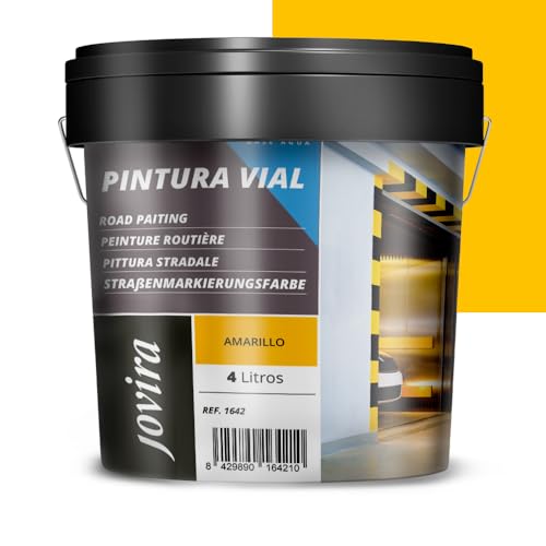 JOVIRA PINTURAS Pittura stradale a base d'acqua. Adatta per attraversamenti pedonali, parcheggi, strade, aeroporti, ecc. (4 Litri, Giallo)