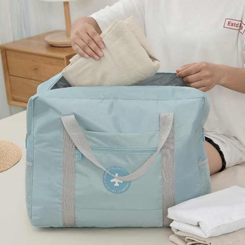 Image of CAVALO - Be Unique Travel Bags for Luggage Spacious with Pockets Foldable Weekender Zipper Duffle Bag, Stylish Handbag Carry on Trolley Bag Waterproof (44 x 18 x 35 cm) (Sky Blue)
