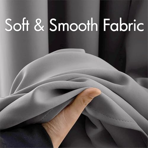 Rideau isolant tissu doux infroissable de haute qualité 70 x 250 cm gris clair - 4