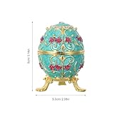 Veemoon Russian Enamel Egg Trinket Box Blue Decorative Jewelry Storage Box Hand Painted Mini Egg Shape Collectible Ornament for Tabletop Display - Image 8