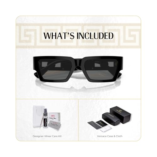 Versace VE4459 Rectangular Sunglasses for Men for Women +BUNDLE with ACCESSORY EYEWEAR KIT2
