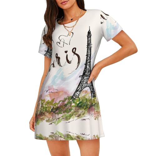 Chemise de nuit Tour Eiffel femme en textile fluide et finitions soignées du S au 4XL