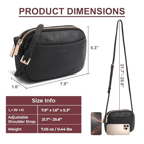 Genuine Leather Double Zipper Small Crossbody Bag for Women with an Adjustable Strap2
