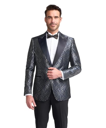 Blazer de smoking paisley pour hommes avec revers satin élégant