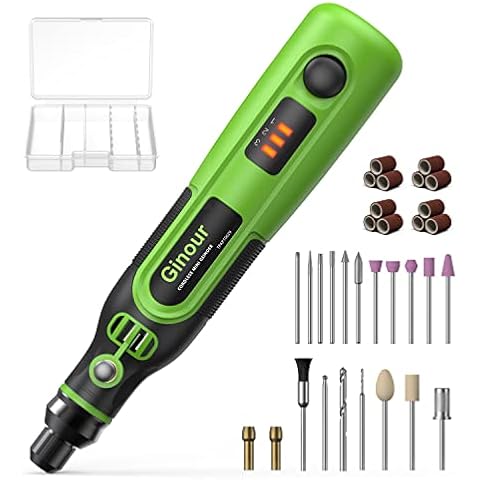 Rotary Tool Cordless Ginour, 3.7V Li-on Multi Purpose Rotary Tool with 32PCS Accessories,Variable Speed 5000-15000rpm for Polishing, Engraving, Sanding, Cleaning Cover