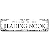 12x3 Inch Welcome To The Reading Nook Sign Reading Corner Signage for Outdoor Indoor Home School Library Area Decor Book Reading Lover Gift