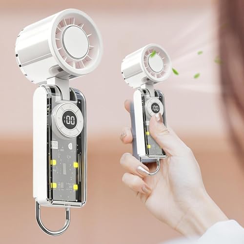 Ventilador portátil de mano con batería de 3600 mAh y luz LED para camping 6