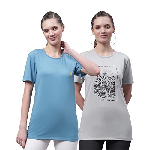 Image of Mack Jonney Women's Round Neck Cotton Printed Regular Fit T-Shirt (Pack of 2)