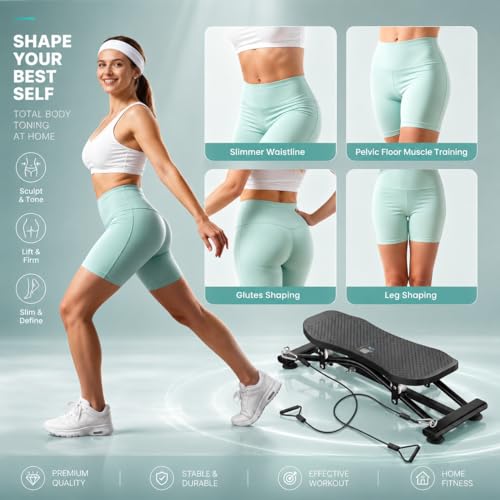 Image of Balance Board for Adults, Rocking Stepper with Resistance Bands, 300LBS Portable Wobble Board, Quiet Side to Side Ski Simulator Trainer Exercise Machine for Home Gym Core Workout