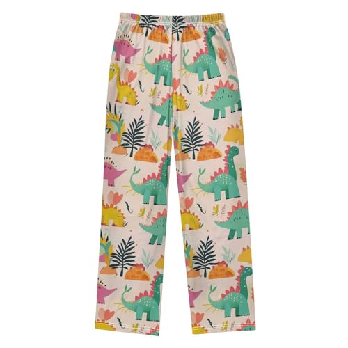 Fun Colored Dinosaurs Boys Pants Girl Sleep Pants Long Trousers Elastic Waist Lounge Bottoms S2
