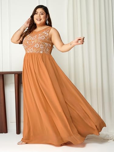Image of Miss Chase A+ Women's Polyester Gathered Maxi Dresses