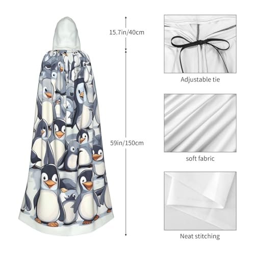 Cape à capuche pingouins déguisement adulte ajustable pour magicien - 2