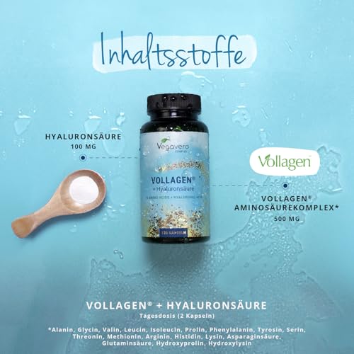 Vegavero vegane Kollagen Kapseln hochdosiert für Haut und Schönheit