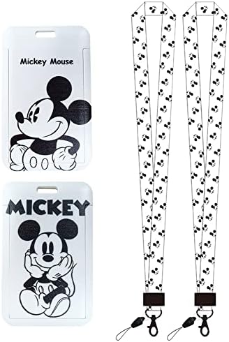 BESTZY Mickey Lanyard with Card Holder Neck Strap Mickey Badge Lanyard for Kids Detachable Card Holders for Office School Supplies, ID Card, Keys 2pcs (C)