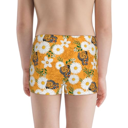 Boys' Cotton Boxer Brief Soft Underwear-White Floral And Butterflies3