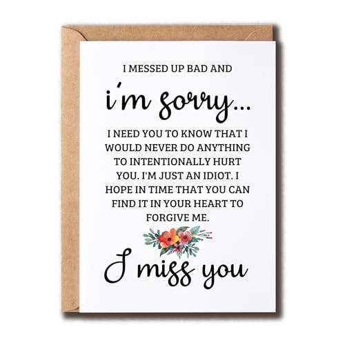 ABNSDesigns I Messed You Bad And I'm Sorry Card - I Miss You Card - Apology Poem - Forgive Me - Funny - Friend - Gift For Men Women