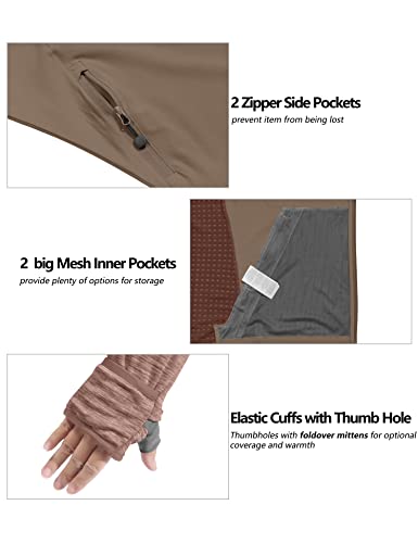 Little Donkey Andy Women's Lightweight Quick Dry Warm Stretch Golf Jacket Full Zip Thermal Hybrid Jacket Thumbholes Workout Athletic Running Hiking Track Jacket Burnt Brick Heather M #TOP4