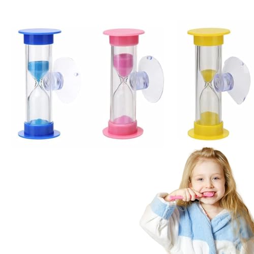 LA CONFEZIONE INCLUDE: Riceverete 3 timer di sabbia antiurto della durata di 3 minuti in diversi colori, blu, giallo e rosa, per aiutarvi a gestire efficacemente il tempo di spazzolamento del vostro bambino. Il design trasparente è facile da controllare visivamente e da ricordare, per soddisfare l'uso quotidiano.