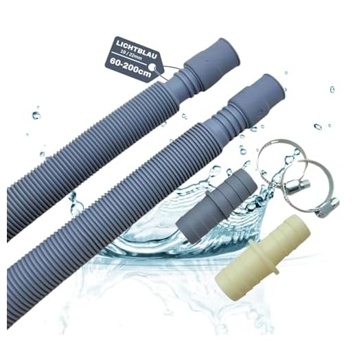 LICHTBLAU Ablaufschlauch und Verlängerung Set 2997 FLEXI 60-200cm I ausziehbar inkl. Verbinder und Schlauchschellen, für Waschmaschine und Geschirrspüler Wasserablaufschlauch universell verwendbar